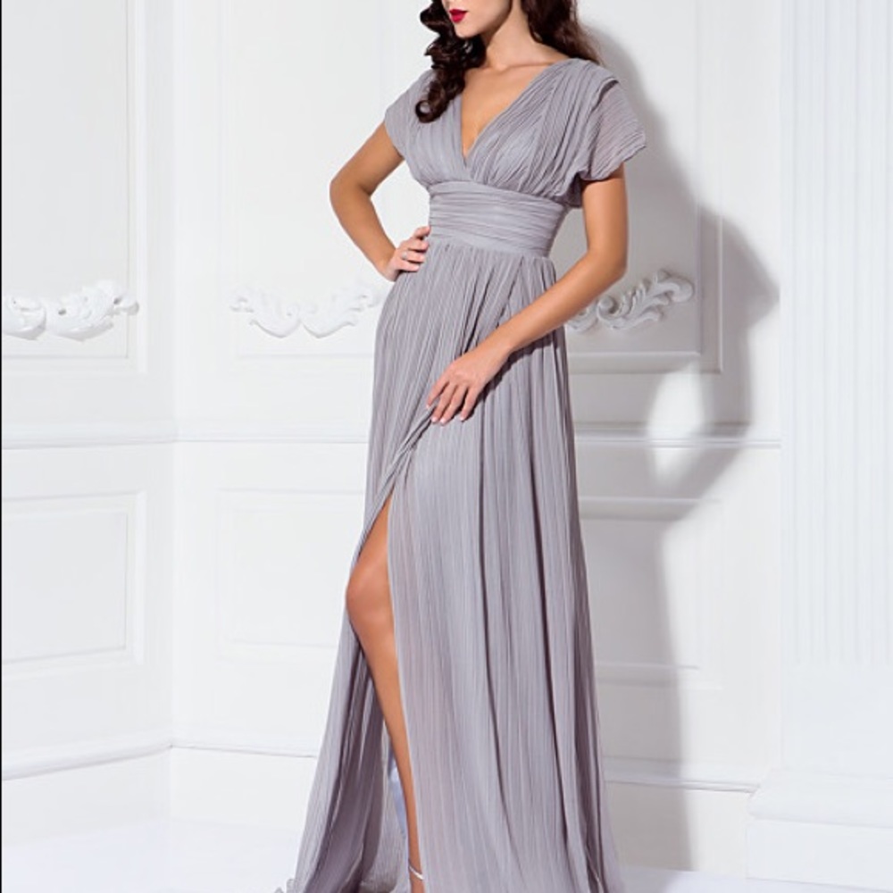 Formal Evening Dress, Color Charcoal Gray,